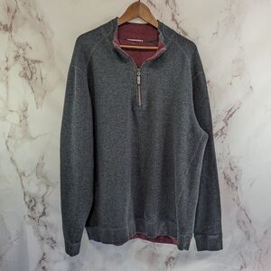 Tommy Bahama Sweatshirt Men 2XL Gray Red Quarter Zip Pullover Sweater Reversible